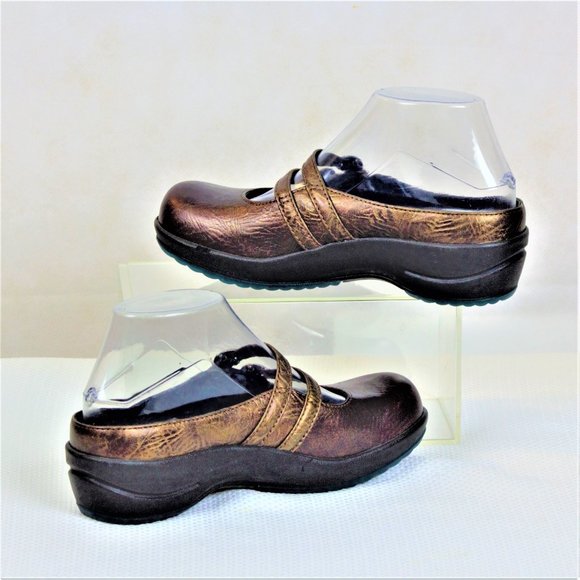 Sanita Danish Design Metallic Bronze Leather Mary Jane Women Clog Shoes - Picture 7 of 16